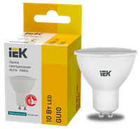 Лампа LED ALFA PAR16 софит 10Вт 230В 4000К GU10 (6шт/уп) IEK (IEK) LLA-PAR16-10-230-4-GU10-B