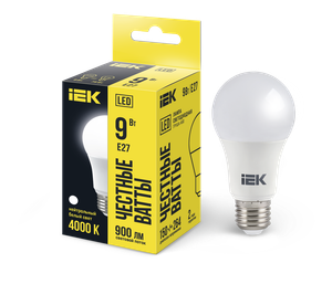 Лампа светодиодная A60 груша 9Вт 230В 4000К E27 (IEK) LLE-A60-9-230-40-E27