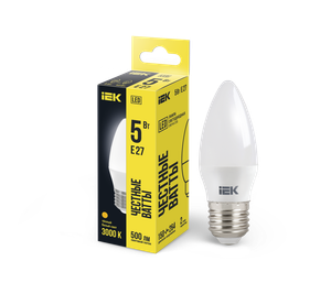 Лампа светодиодная C35 свеча 5Вт 230В 3000К E27 (IEK) LLE-C35-5-230-30-E27