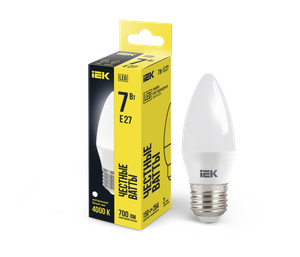 Лампа светодиодная C35 свеча 7Вт 230В 4000К E27 (IEK) LLE-C35-7-230-40-E27