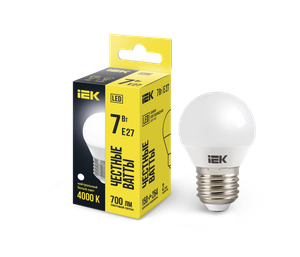 Лампа светодиодная G45 шар 7Вт 230В 4000К E27 IEK (IEK) LLE-G45-7-230-40-E27