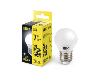 Лампа светодиодная G45 шар 7Вт 230В 6500К E27 (IEK) LLE-G45-7-230-65-E27