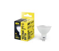 Лампа светодиодная MR16 софит 5Вт 230В 3000К GU5.3 (IEK) LLE-MR16-5-230-30-GU5