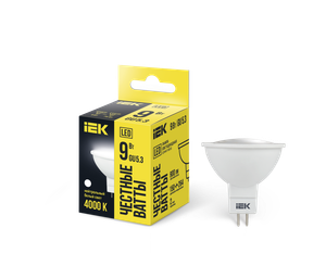Лампа светодиодная MR16 софит 9Вт 230В 4000К GU5.3 (IEK) LLE-MR16-9-230-40-GU5