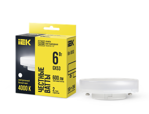 Лампа светодиодная T75 таблетка 6Вт 230В 4000К GX53 (IEK) LLE-T80-6-230-40-GX53