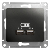GLOSSA Розетка USB антрацит в рамку 5В/2100мА (Systeme Electric) GSL000733