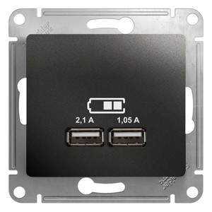 GLOSSA Розетка USB антрацит в рамку 5В/2100мА (Systeme Electric) GSL000733