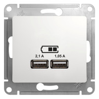Розетка GLOSSA USB 5В/2100мА 2х5В/1050мА механизм белый (Systeme Electric) GSL000133