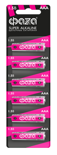 Элемент питания LR03 (AAA) Super Alkaline блистер, 6 шт. (ФАZА) 5002012
