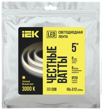 Лента LED 5 м COB-312LED 8 Вт/м IP20 8 мм 24 В 3000К (IEK) LSR11-1-312-20-1-1-05