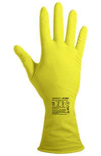 Перчатки химостойкие латексные с внутренним хлопковым напылением, толщина 0,35 мм,  желтые ArmProtect LX500,  р.S (7) (Азбука Защиты) 4620207780862