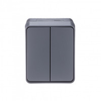 AtlasDesign Profi54 выключатель двухклавишный IP54 10 АХ, АНТРАЦИТ, Россия (Systeme Electric) ATN544051