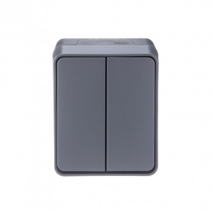 AtlasDesign Profi54 выключатель двухклавишный IP54 10 АХ, АНТРАЦИТ, Россия (Systeme Electric) ATN544051