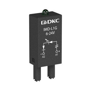 Модуль индикации и защиты, LED зеленый+Варистор A1+, 24V AC/DC (DKC) IMD-LV1G