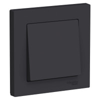 Выключатель одноклавишный ATLASDESIGN схема 1 10АХ в сборе карбон (Systeme Electric) ATN001012