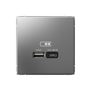 ARTGALLERY USB розетка A + тип-C 45Вт высокоскор.заряд. QC, PD, механизм, сталь (Systeme Electric) GAL000929