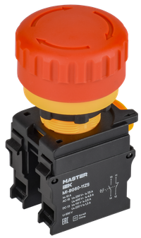 Кнопка Грибок поворот. с фикс. 1NO+1NC красная MASTER (IEK) MI-BG60-11ZS-3-23-K04