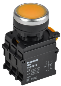 Кнопка с подсветкой d=22мм 1NO+1NC жёлтая MASTER (IEK) MI-BT60-11D-3-12-K05