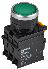 Кнопка с подсветкой d=22мм 1NO+1NC зелёная MASTER (IEK) MI-BT60-11D-3-12-K06
