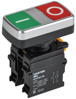 Кнопка I-O без подсветки d=22мм 1NO+1NC MASTER (IEK) MI-BT60-11R-3-21-K51