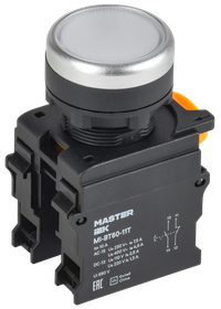 Кнопка с фиксацией d=22мм 1NO+1NC белая MASTER (IEK) MI-BT60-11T-3-21-K01
