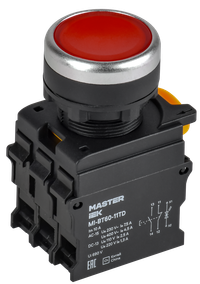 Кнопка с подсвет. и фикс. d=22мм 1NO+1NC красная MASTER (IEK) MI-BT60-11TD-3-11-K04