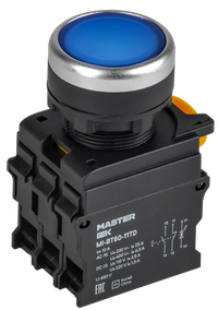 Кнопка с подсвет. и фикс. d=22мм 1NO+1NC синяя MASTER (IEK) MI-BT60-11TD-3-11-K07