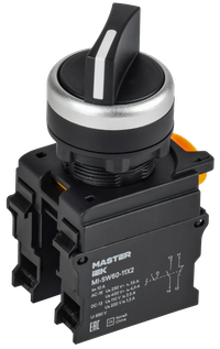 Переключатель 2 полож. 1NO+1NC чёрный MASTER (IEK) MI-SW60-11X2-3-24-2-K02
