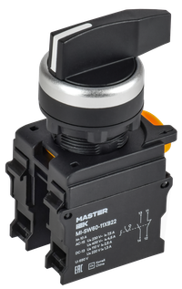 Переключатель длин. ручка 2 полож. возвр. 1NO+1NC MASTER (IEK) MI-SW60-11XB22-3-25-2-K02