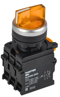 Переключатель с подсветкой 3 полож. 2NO жёлтый MASTER (IEK) MI-SW60-20XD-4-14-3-K05