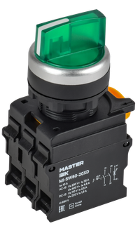 Переключатель с подсветкой 3 полож. 2NO зеленый MASTER (IEK) MI-SW60-20XD-4-14-3-K06