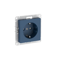 ATLASDESIGN РОЗЕТКА с заземлением со шторками, 16А, быстрозажимные клеммы, АКВАМАРИН (Systeme Electric) ATN001145S