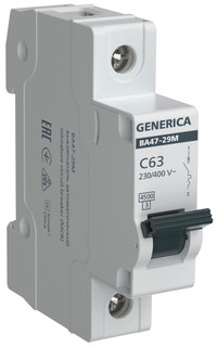 Автоматический выключатель ВА47-29М 1P 63А 4,5кА C GENERICA (IEK) MVA21-1-063-C-G