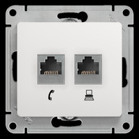 GLOSSA Розетка телефон/компьютер RJ11+RJ45 категория 5е в рамку белая (Systeme Electric) GSL000185