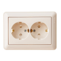 W59 Розетка двойная скрытая c заземлением 16А бежевая (Systeme Electric) RS16-255-28