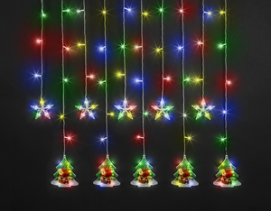Гирлянда светодиодная новогодняя NGF-D037-06 бахрома звезды и елки RGBY 3x0.6 м IP20 (Navigator Group) 95029