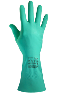 Перчатки химостойкие нитрильные с внутренним хлопковым напылением, толщина 0,35 мм,  зелёные ArmProtect NL600,  р.L (9) (Азбука Защиты) 4620207781180