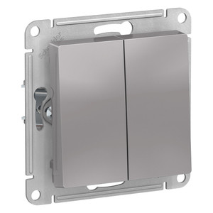 ATLASDESIGN AQUA выключатель двухклавишный, IP44, сх.5, 10АХ, механизм, АЛЮМИНИЙ (Systeme Electric) ATN440351