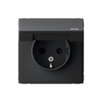ARTGALLERY розетка с заземл. со шт. с крышк, 16А, IP44, механизм, карбон (Systeme Electric) GAL441046