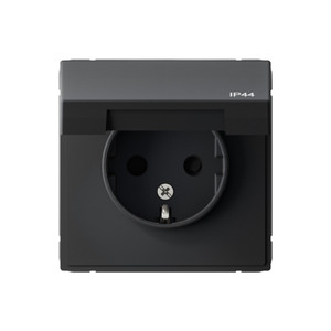 ARTGALLERY розетка с заземл. со шт. с крышк, 16А, IP44, механизм, карбон (Systeme Electric) GAL441046