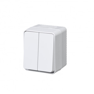 AtlasDesign Profi54 выключатель двухклавишный IP54 10 АХ, БЕЛЫЙ, Россия (Systeme Electric) ATN540151