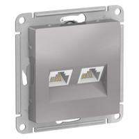 Розетка ATLASDESIGN двойная компьютерная RJ45+RJ45 категория 5E механизм алюминий (Systeme Electric) ATN000385