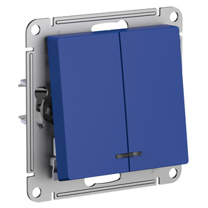 ATLASDESIGN выключатель двухклавишный с подсветкой, сх.5а, 10АХ, механизм, АКВАМАРИН (Systeme Electric) ATN001153