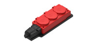 MultiSet Колодка 3х розетка 2К+З каучуковая 16А/250В IP44 Красная (Systeme Electric) MST4123RD