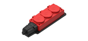 MultiSet Колодка 3х розетка 2К+З каучуковая 16А/250В IP44 Красная (Systeme Electric) MST4123RD