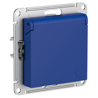 ATLASDESIGN РОЗЕТКА с заземл. со шторк. с крышкой, 16А, IP20, механизм, АКВАМАРИН (Systeme Electric) ATN001146