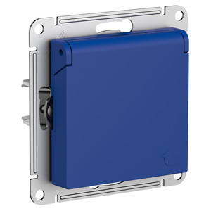 ATLASDESIGN РОЗЕТКА с заземл. со шторк. с крышкой, 16А, IP20, механизм, АКВАМАРИН (Systeme Electric) ATN001146