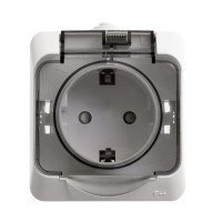 ЭТЮД Розетка наружная с заземлением со шторками IP44 белая (Systeme Electric) PA16-044B