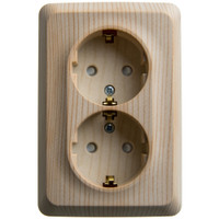 ЭТЮД Розетка угловая двойная открытой установки с заземлением со шт. 16А 250B, сосна (Systeme Electric) PA16-108D