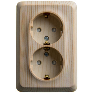 ЭТЮД Розетка угловая двойная открытой установки с заземлением со шт. 16А 250B, сосна (Systeme Electric) PA16-108D